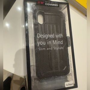 NWT ZV iPhone X phone case. Has clip. Black